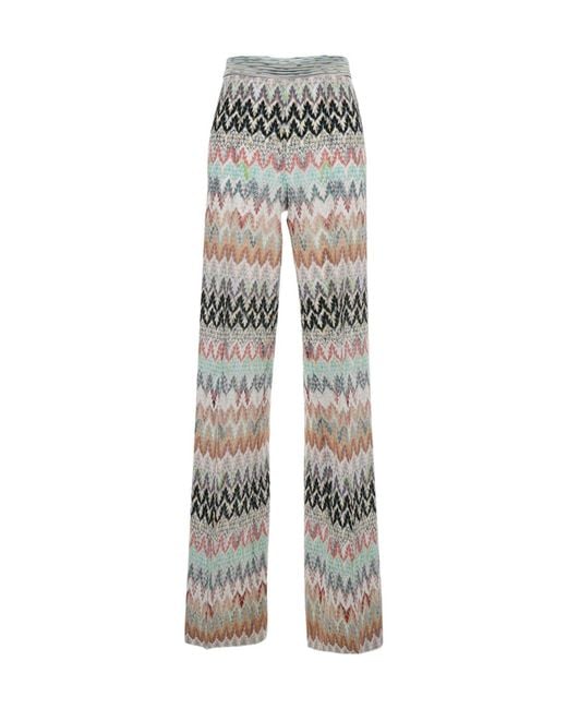 Missoni Gray Pants With Elastic Waist And Zigzag Motif