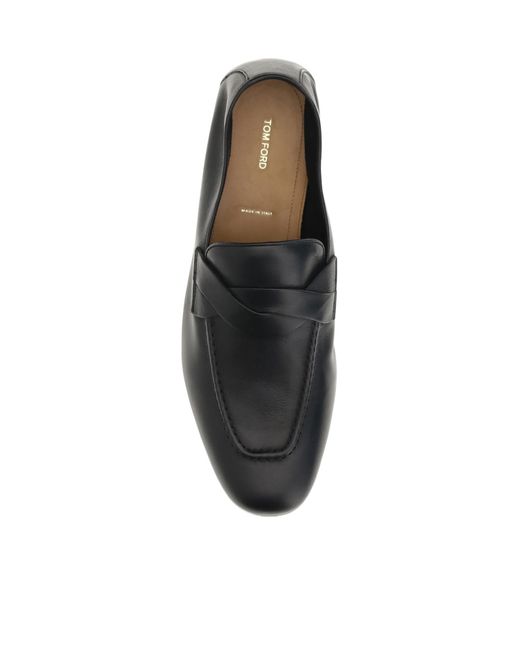 Tom Ford Black Gigi Crossover-Strap Leather Loafers for men