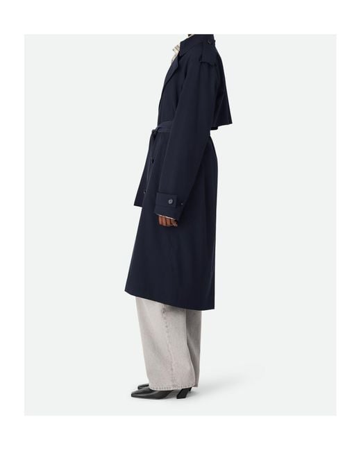 Bottega Veneta Blue Double-Breasted Belted Trench Coat