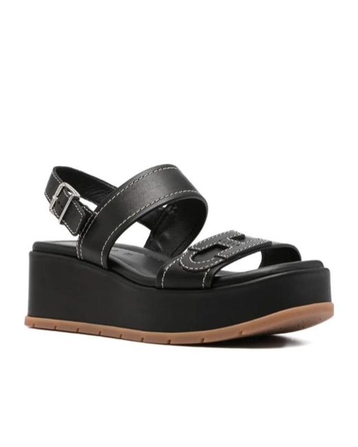 Hogan Black Buckled Sandals