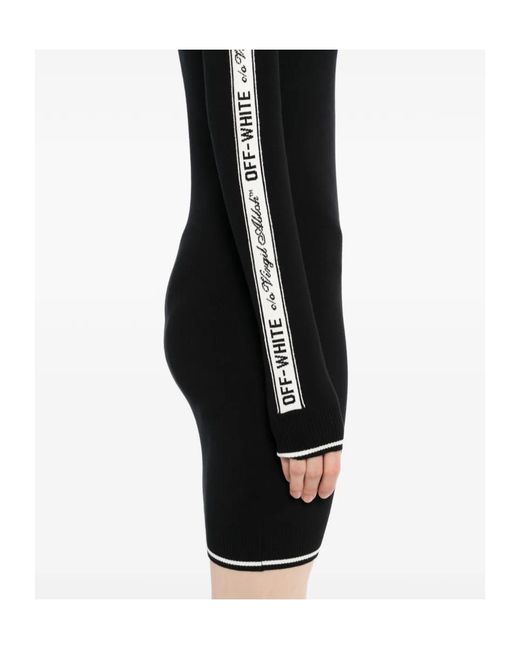 Off-White c/o Virgil Abloh Black Logo Tape Long-Sleeved Dress