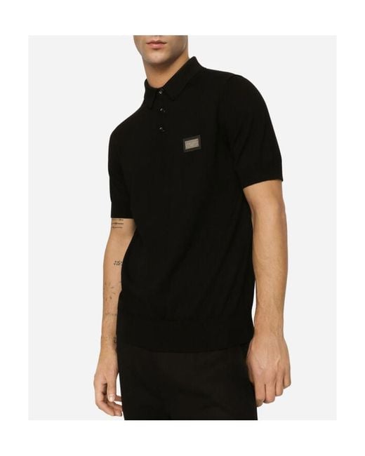 Dolce & Gabbana Black Logo Short-Sleeved Polo Shirt for men