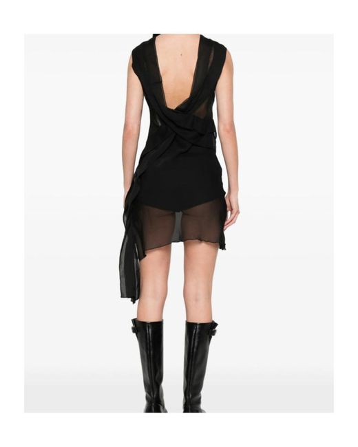 GIMAGUAS Black Boa Mini Dress