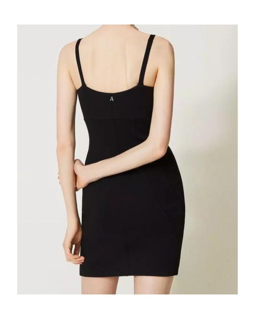 Twinset Black Shoulder-Strap Mini Dress