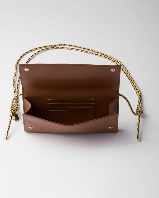 Prada White Wallet With Leather Shoulder Strap