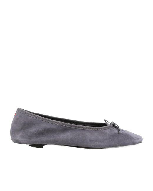 Aeyde Gray Tiby Bow-Detail Suede Ballet Flats