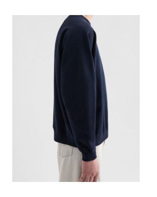 Jil Sander Blue Cashmere Blend Crew-Neck Sweatshirt for men