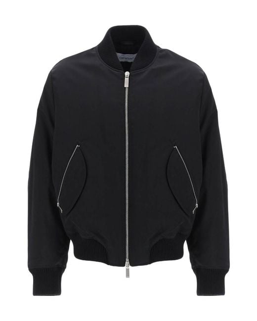 Off-White c/o Virgil Abloh Black Zip-Up Long-Sleeved Bomber Jacket for men