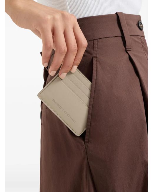 Brunello Cucinelli Natural Logo-Stamp Cardholder
