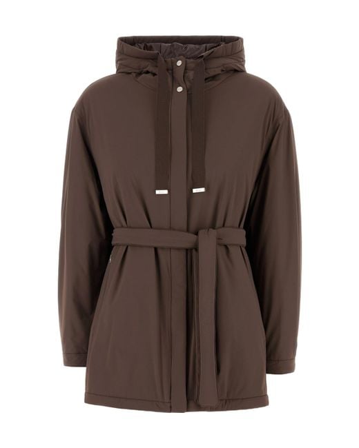 Herno Brown Belted Drawstring Coat