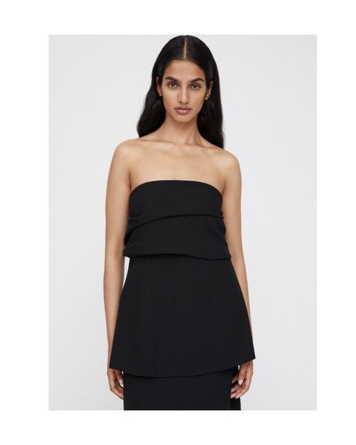 Totême  Black Totême Logo Printed Crepe Tube Top