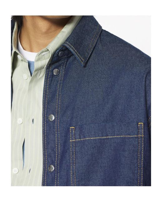 Maison Kitsuné Blue Maison Kitsuné Snap-Button Denim Shirt for men