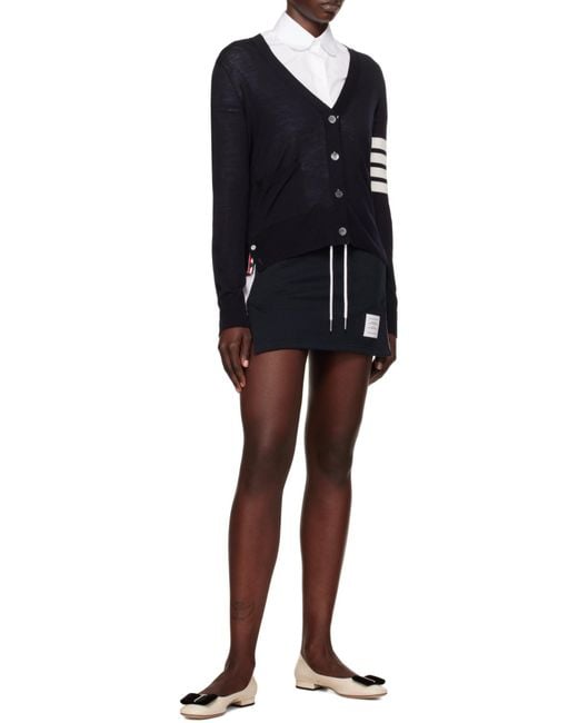 Thom Browne Black 4 Bar V-Neck Cardigan