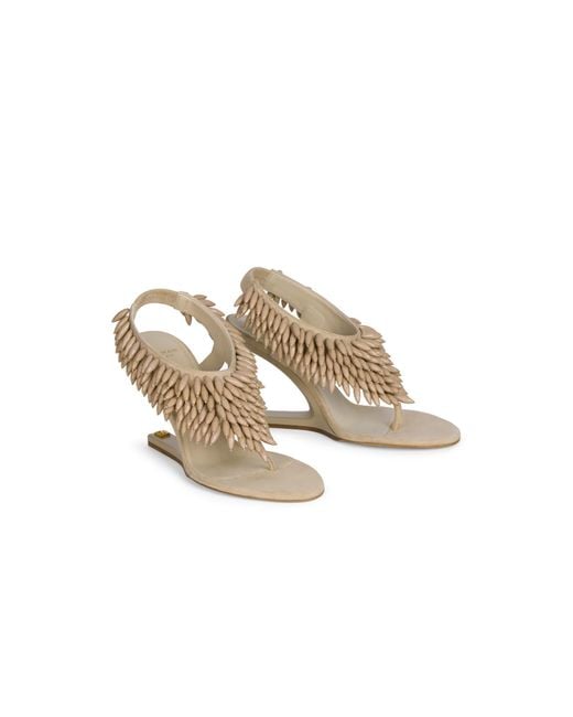 Balmain White No Wedge Embellished Sandals