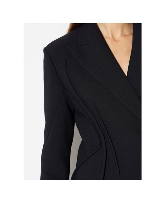 Elisabetta Franchi Black Tailored Asymmetric Coat
