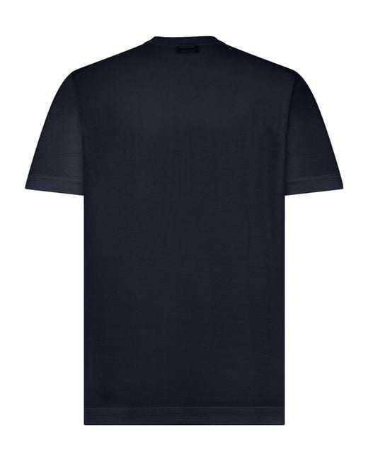 Zegna Blue Regular Fit Crewneck T-Shirt for men