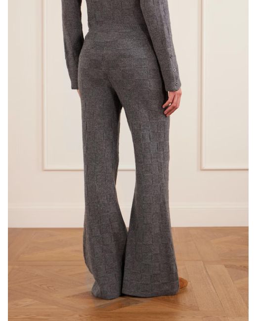 The Elder Statesman Gray Cashmere Wide-Leg Track Pants