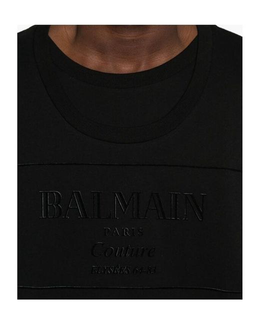 Balmain Black Big Couture Label Flock T-Shirt, Regular Fit for men