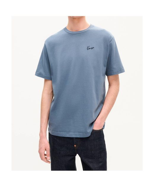 KENZO Blue Signature Embroidered T-Shirt for men
