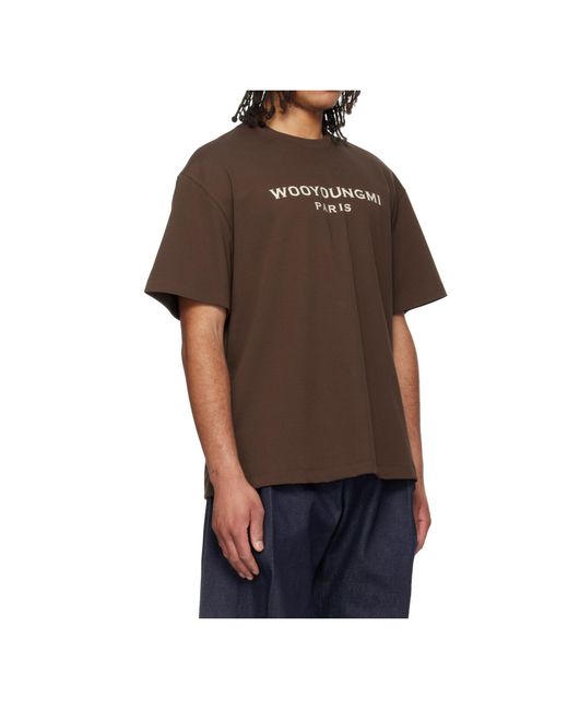 Wooyoungmi Brown Logo Print T-Shirt for men