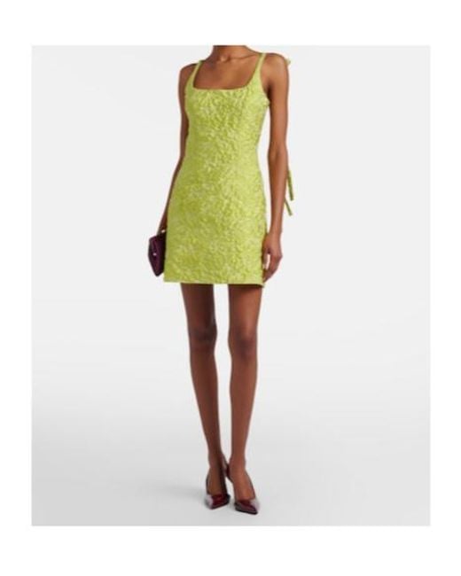 Emilia Wickstead Green Eliezer Floral Cloque Minidress