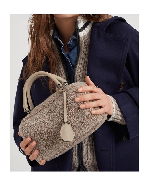 Brunello Cucinelli Natural Small Boston Explorer Bag