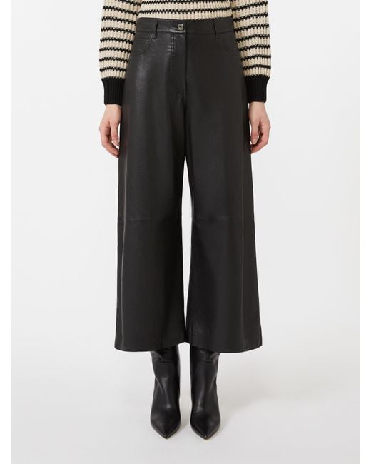 Weekend by Maxmara Gray Nappa Leather Trousers