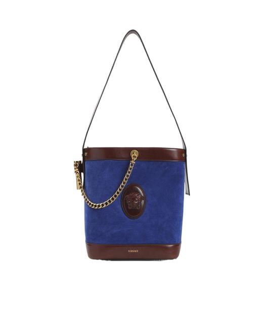 Versace Blue Pivot Small Bucket Bag