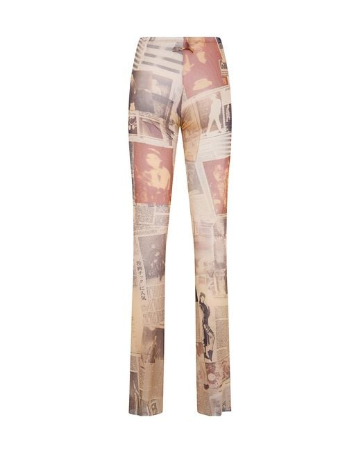 Jean Paul Gaultier Natural Newspaper Print Pants