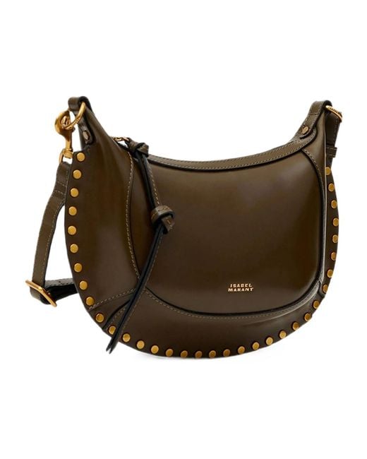 Isabel Marant Brown Oskan Moon Stud-Embellished Shoulder Bag