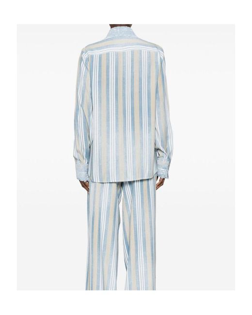 Ermanno Scervino Blue Striped Buttoned Shirt