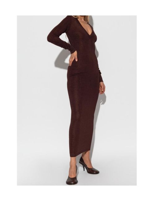 Entire studios Purple V-Neck Long-Sleeve Midi Dress