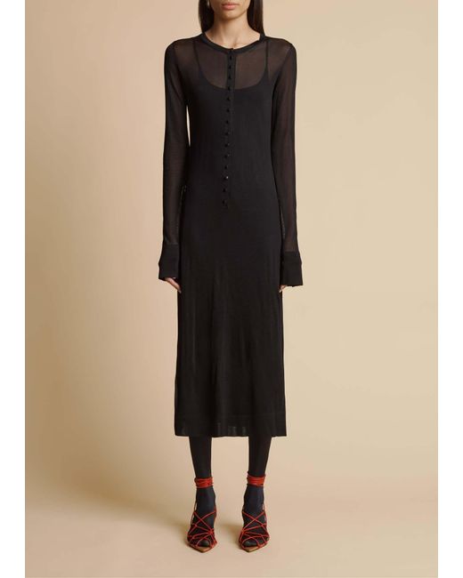 Khaite Black Long-Sleeved Dress