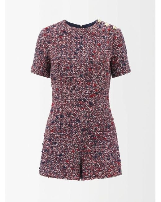 Gucci Purple Buttoned Short-Sleeve Playsuit