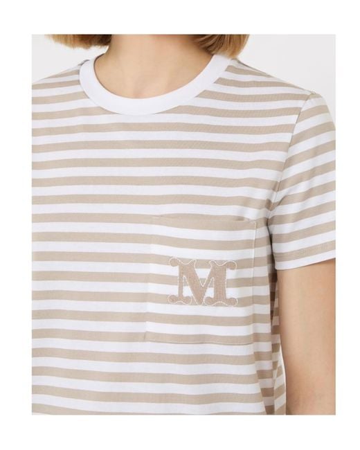 Max Mara White Oboli Logo Embroidered Crewneck T-Shirt