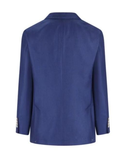 Brunello Cucinelli Blue Single-Breasted Tailored Jacket for men