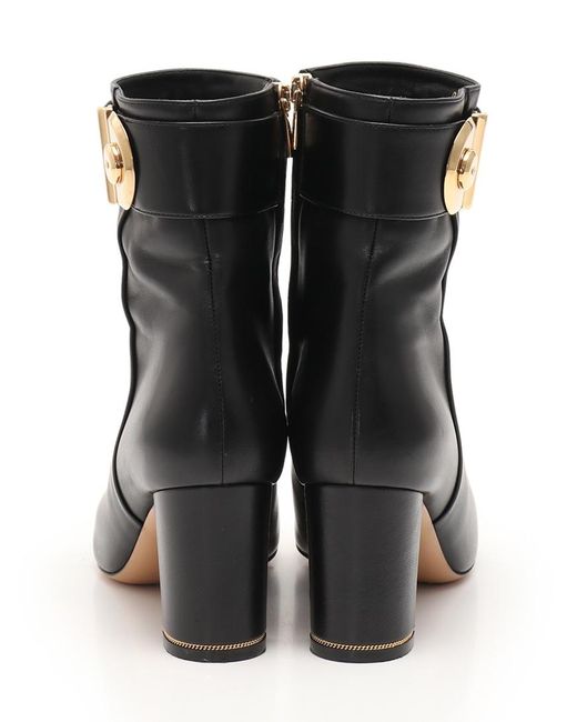 Ferragamo Black Fiamma High-Heeled Ankle Boots