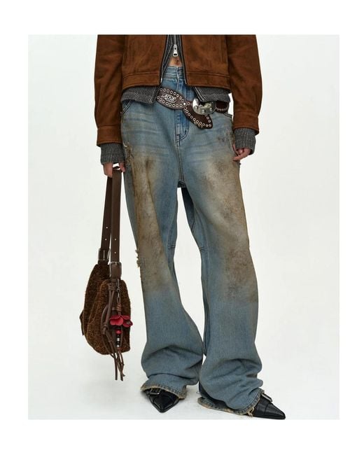 ANDERSSON BELL Blue Destroyed Wide-Leg Jeans for men