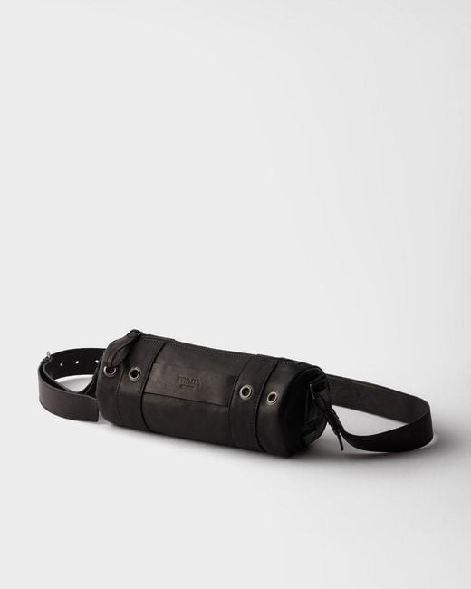 Prada Black Leather Shoulder Bag for men