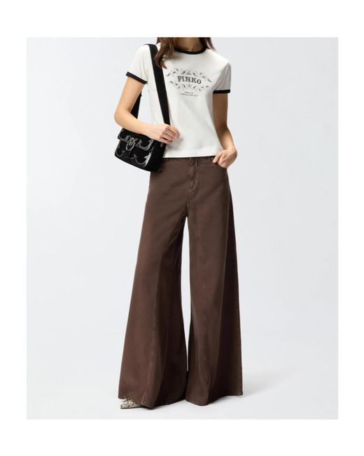 Pinko White Contrast Trim Logo T-Shirt