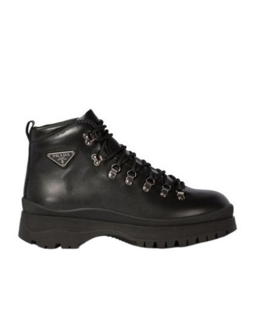 Prada Black Brixxen Leather Booties for men