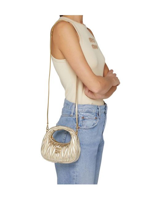 Miu Miu White Mini Wander Quilted Shoulder Bag