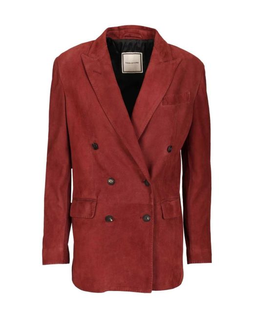 Tagliatore Red Josie Double Breasted Leather Jacket