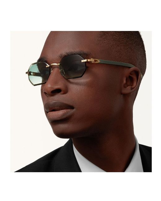 Cartier Green Geometric Frame Sunglasses