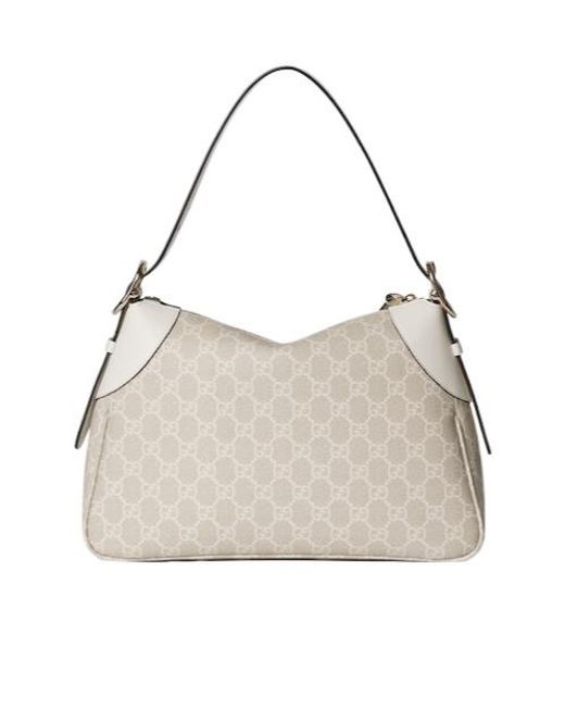 Gucci Natural Gg Emblem Medium Shoulder Bag