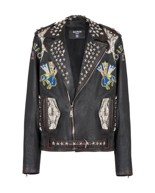 Balmain Black Biker Jacket for men