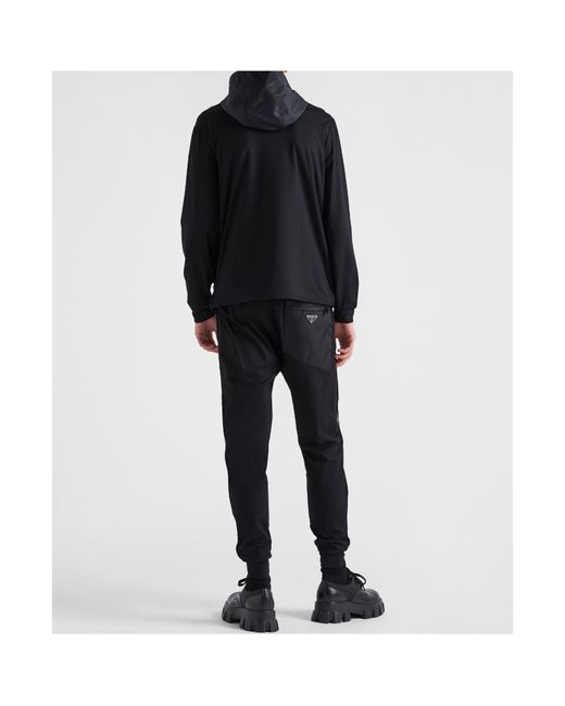Prada Black Technical Cotton And Re-Nylon Pants for men