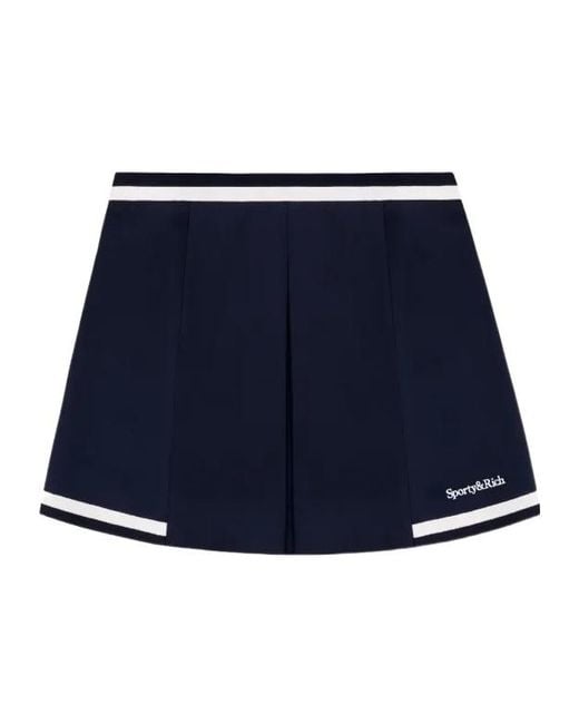 Sporty & Rich Blue Mila Pleated Stripe Mini Skirt