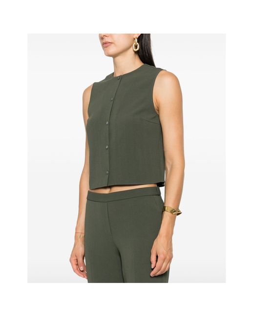 Theory Green Striped Crepe Vest