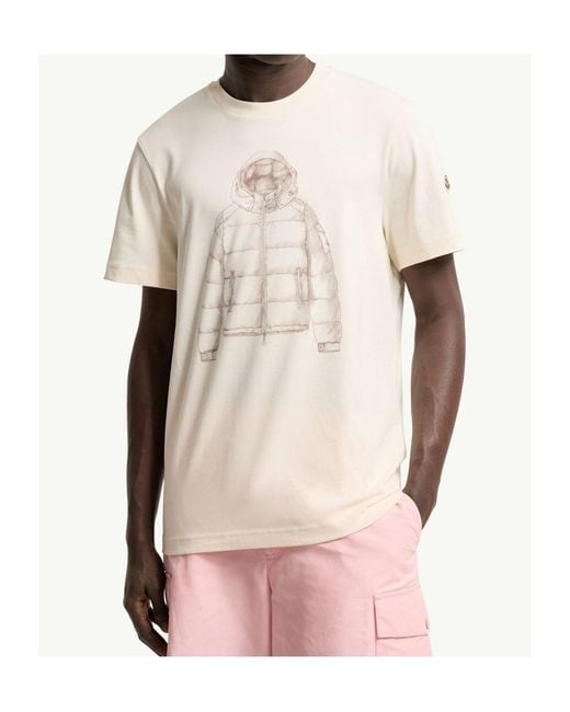 Moncler Natural Printed Cotton T-Shirt for men